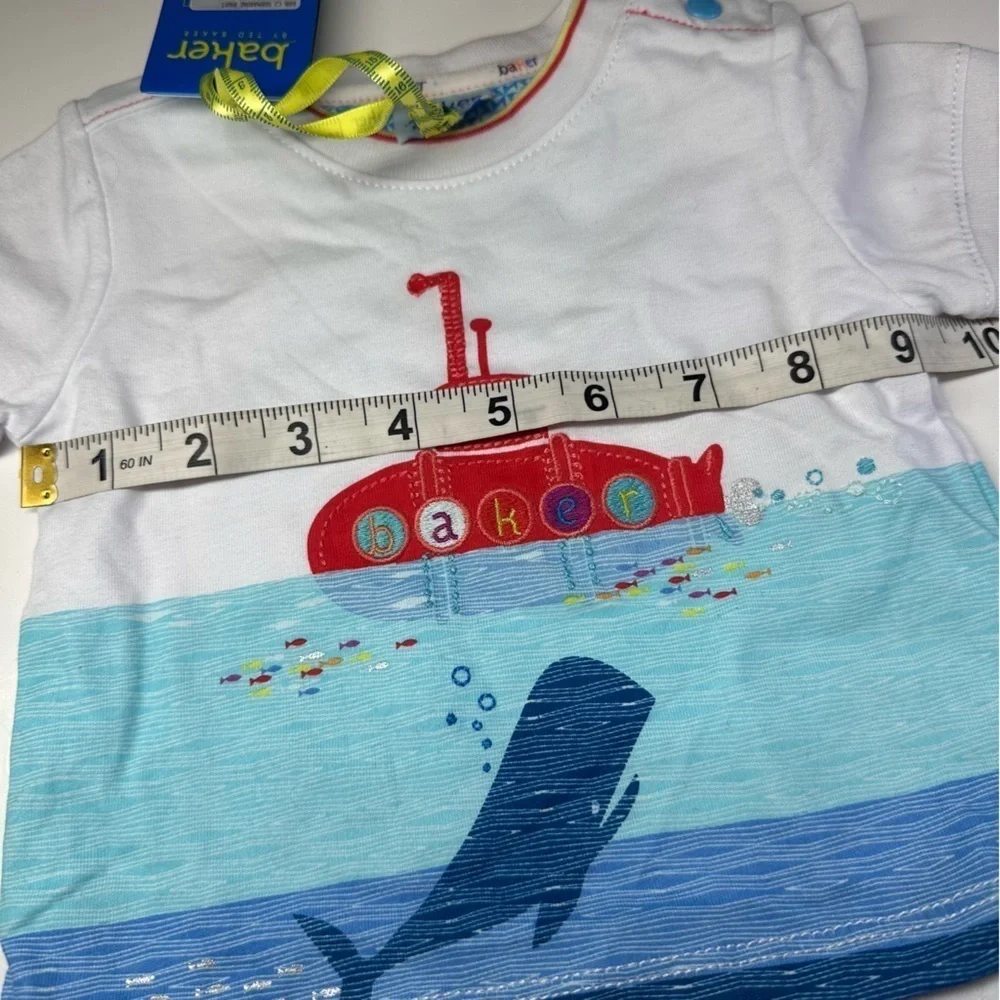 New Ted Baker Baby Boys Romper Textured Gift Summer Newborn 0-3 Mo Whale Ocean